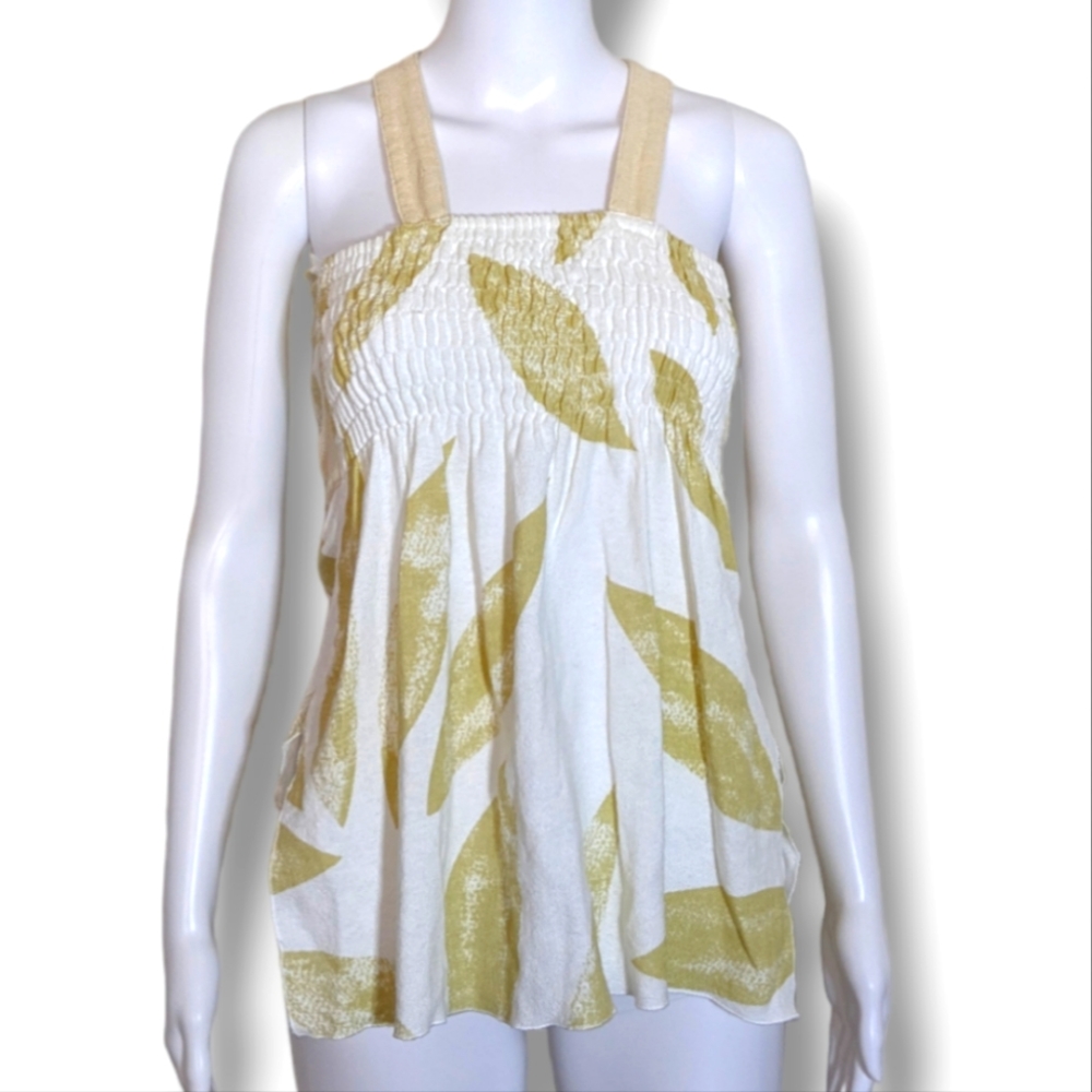 Cancun Mexico | Vintage Y2K White & Yellow Striped Tank Top Women's Size M